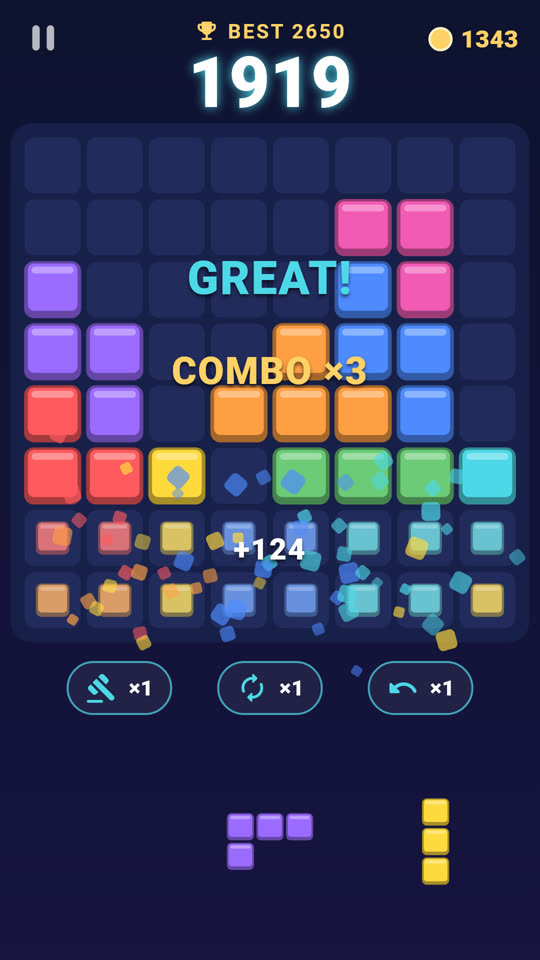 A combo: several lines clearing at once on the board
