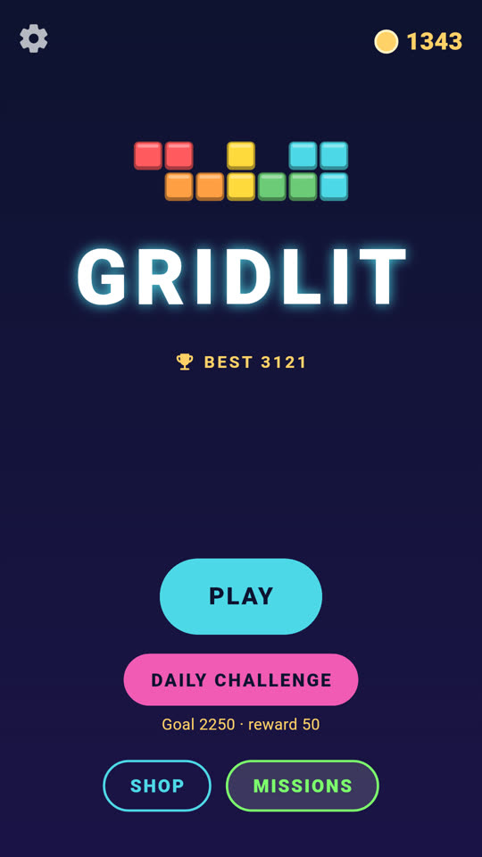 Main menu with Play and Daily Challenge buttons